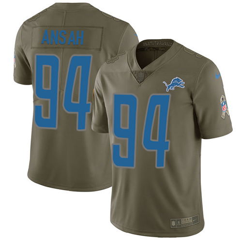 Nike Lions #94 Ziggy Ansah Olive Men's Stitched NFL Limited Salute to Service Jersey - Click Image to Close